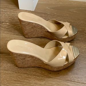 Beautiful nude patent Jimmy Choo wedges